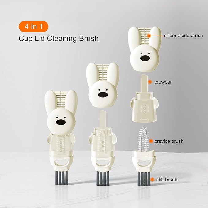 4 in 1 Cup Lid Cleaning Brush, Multifunctional Bottle Cleaning Brush, Cup Crevice Cleaning Tools, Easy to Clean and Storage, Cup Lid Gap Cleaner, Home Kitchen Cleaning Tools - 3Pcs