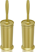 UPTRONIC Toilet Brush, Aluminum Alloy Toilet Brush and Holder Set with Long Handle Durable Bristles Toilet Bowl Brush and Covered Holder for Toilet Scrubber for Bathroom Cleaning (2, Gold)