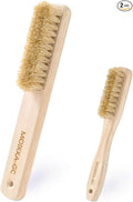 Wood Laundry Stain Brush Set (Large + Small) with Boar Bristles – Tough Stain Remover for Delicates, Cotton, Linens & Shoes, Laundry Scrub Brushes for Clean Fabric