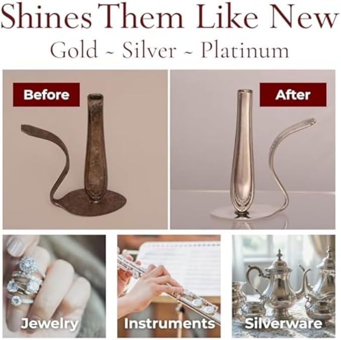 Pro Size Polishing Cloth Set of 2 Large Cleaning Cloths Pure Cotton Made in USA for Gold Silver and Platinum Jewelry Coins Watch, Silverware 11 x 14 inches each Tarnish Remover Keeps Jewelry Shining