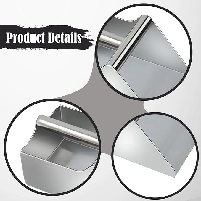 Generic Stainless Steel Dustpan with Handle Collector Handheld Scooper Manual Spade Scoop for Soybeans Outdoor Commercial Use Farm, 25cmx25cmx12cm