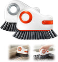 2 in 1 Groove Cleaning Brush, Multifunction Hard Bristle Crevice Cleaner Brush with Hidden Scraper,Window Track Cleaning Tools for Sliding Door Track,Window Sill (2 PCS)