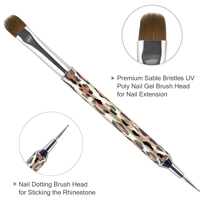VONYA Kolinsky Acrylic French Tip Gel Nail Art Brush with Dotting Tool,For Professional Manicure Cuticle Clean up Nail Art Design. (Size14)
