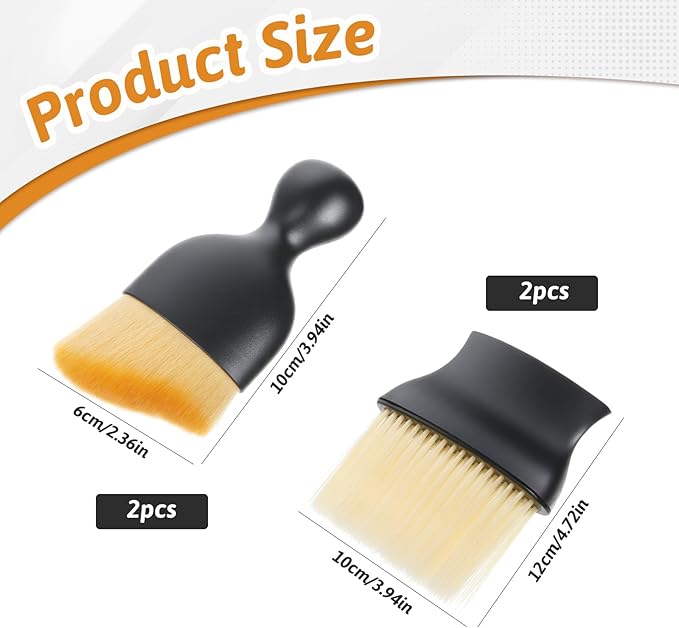 4 Pcs Car Interior Cleaning Brush Automotive Interior Dusting Brush Soft Bristle Detailing Brushes Car Vent Cleaner for Dashboard, Vents, Leather & Keyboards (Yellow)