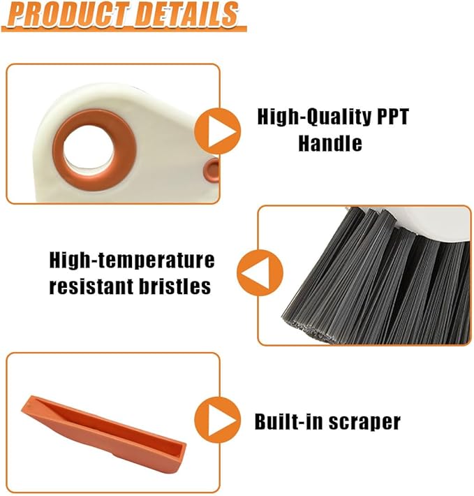 YoRise 2 in 1 Car Groove Cleaning Brush, Multifunctional Hard Bristle Car Window Track Cleaner Tool with Hidden Scraper, Universal Auto Door Crevice Cleaning Accessories for Window Sill(Orange-2PCS)