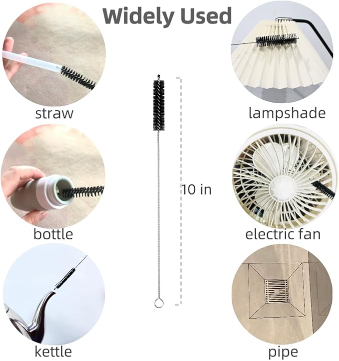Flexible Drain Brush Straw Cleaner Set, Nylon Cleaner Double Ended Elastic Hose 65 inch and 10 PCS Extra Long Pipe Cleaner 10 inch