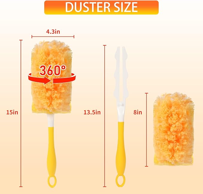 60 Count Duster Refills for Swiffer Dusters with 1 Handle - Multi-Surface Larger Size Feather Dusters, 360 Heavy Duty Duster Refills for Cleaning Home, Furniture, Blinds and Ceiling Fans