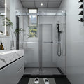 Shower Door 56–60 in W x 76 in H, 3/8" Tempered Glass Double Sliding Shower Door, Frameless Chrome, Exquisite Rolling Track Design, Reversible Installation for Modern Bathroom