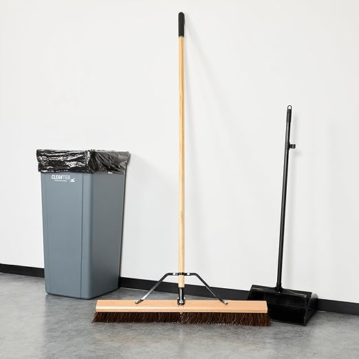 Restaurantware-Clean Tek Professional 30 Inch Push Broom, 1 Heavy-Duty Broom with 60â€ Handle - Palmyra Bristles, Use Indoor and Outdoor, Wooden, Commercial Use, for Deck, Driveway, Garage, Patio