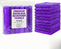 10 Pack Pak Details Edgeless Microfiber Towels for Cars | 16x16 Ultra-Soft, Scratch-Free & Lint-Free Car Detailing Microfiber Cloths for Buffing & Coating | Purple Seamless Finish Auto Cleaning Rags