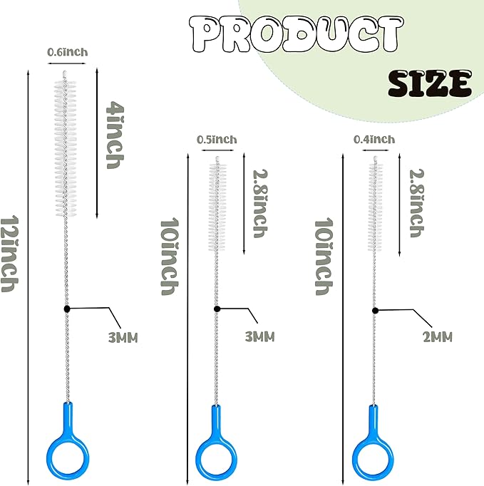 Straw Cleaner Brush,Extra Long Straw Cleaning Brushes with Nylon Bristles,Straw Brush Cleaner for Reusable Straws, Baby Bottles, Tumblers, Sippy Cups and Narrow Tube.