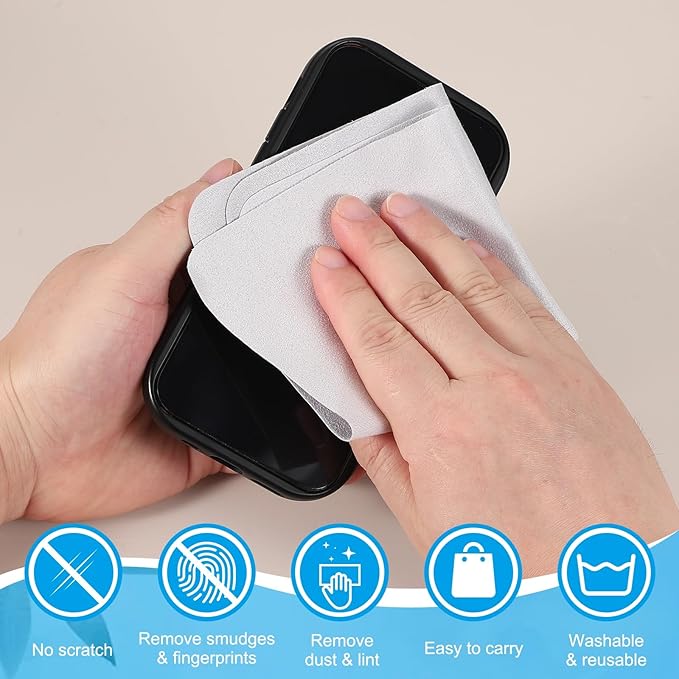 PATIKIL Glasses Cleaning Cloth 7.9" x 7.9", 6 Pcs Microfiber Eyeglasses Cleaner Cloths Soft Suede Wipe Screen for Camera Len Eyeglass Screens Phones Smart Devices, Light Gray