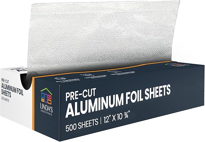 Pre-Cut Aluminum Foil Sheets 500 Count - Foil Sheets For Food, 12” x 10.75”, Easy Dispense Packaging, Premium Pop Up Aluminum Sheet, Tin Foils Sheet for Cooking, Grilling & Storage