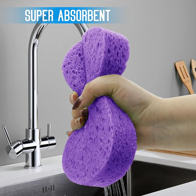 3PCS Car Wash Sponge, Heavy Duty Car Sponges for Washing, Car Accessories Large Sponges for Cleaning, Automotive Cleaning Supplies, Eco Friendly Sponge (7.68 x 3.74 x 1.38 Inch), Purple