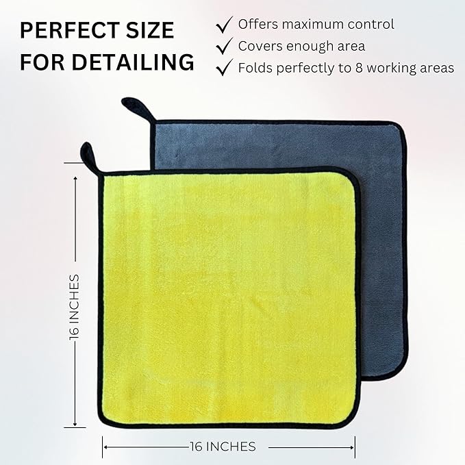 The Pro Stuff® Car Detailing Microfiber Towels - 600 GSM Thick Plush Auto Towels | Super Soft Dual-Sided for Cleaning, Washing, Buffing | Tagless, Scratch-Free, Lint Free Cloth (16"x16") | 12 Pack