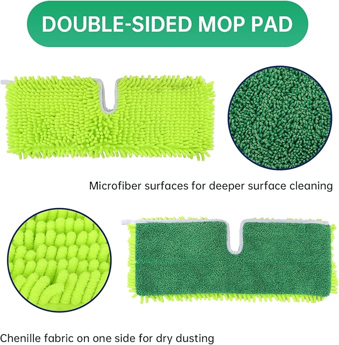 18" 2-Sided Mop Pads for Libman 18" 2-Sided Microfiber Dust Mop | Hardwood Floor Mop - Dual-Action Flip Mop - Double Sided Replacement Pad for Dry/Wet Use - Hard Surface Floor Duster Mop Head - 3Pack