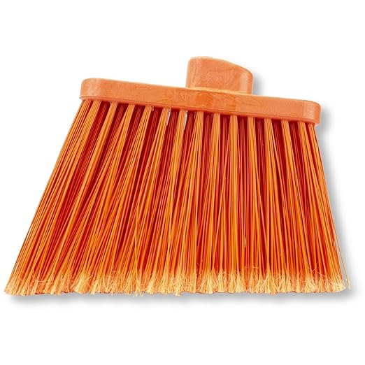 SPARTA Plastic Broom Head, Angled, Flagged for Small Debris Indoor, Outdoor, Home, Restaurant, Lobby, Office, 12 Inches, Orange, (Pack of 12)