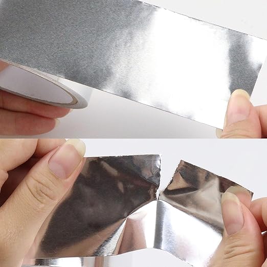 COSIMIXO Silver Aluminum Foil Duct Tape 3 Inches x 55Yards,Heavy Duty,High Temperature Sealing and Patching,Perfect for HVAC,Air Ducts,Foamboard,Metal Repair,Insulation,Dryer Vent and More
