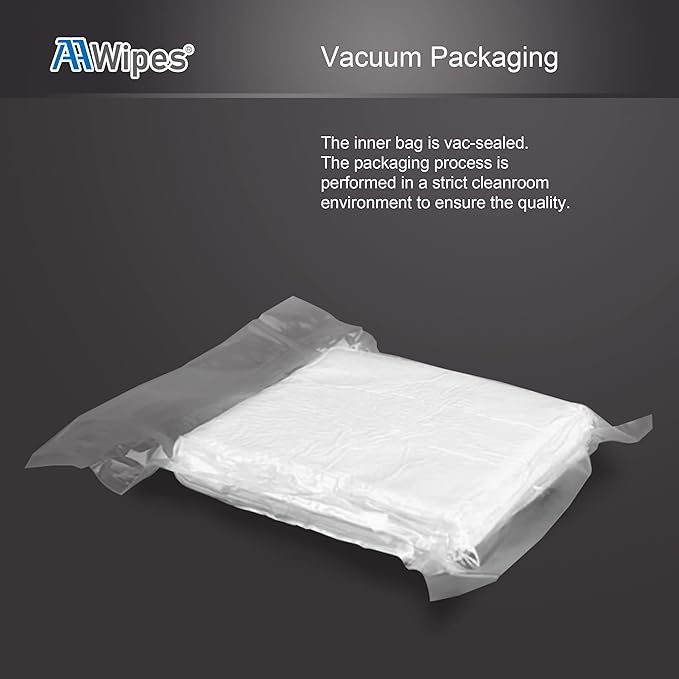 AAWipes Cleanroom Cloth Wipes 6"x6" (Bag of 150 Pcs) Double Knit 100% Polyester Wipers Lint Free Cloths with Ultra-fine Filaments, Laser Sealed Edge, Class 100 Cloths, Ultra-soft Wipes
