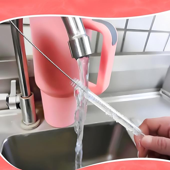 Cleaning Brushes for Reusable Drinking Straws, Set of 5, Long Wire Handle, Bottle and Straw Cleaner for Stanley Mug, Sippy Cup, Water Bottle and Tubes, Reusable and Flexible