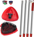 4 Part Stainless Steel Spin Mop Handles, Mop Base & Upgrade Scrub Brush Combo for Ocedar EasyWring 1 Tank Spin Mop System, Mop Handle Mop Base & Brush Set for O Cedar Mop, Universal Thin Screw Joints