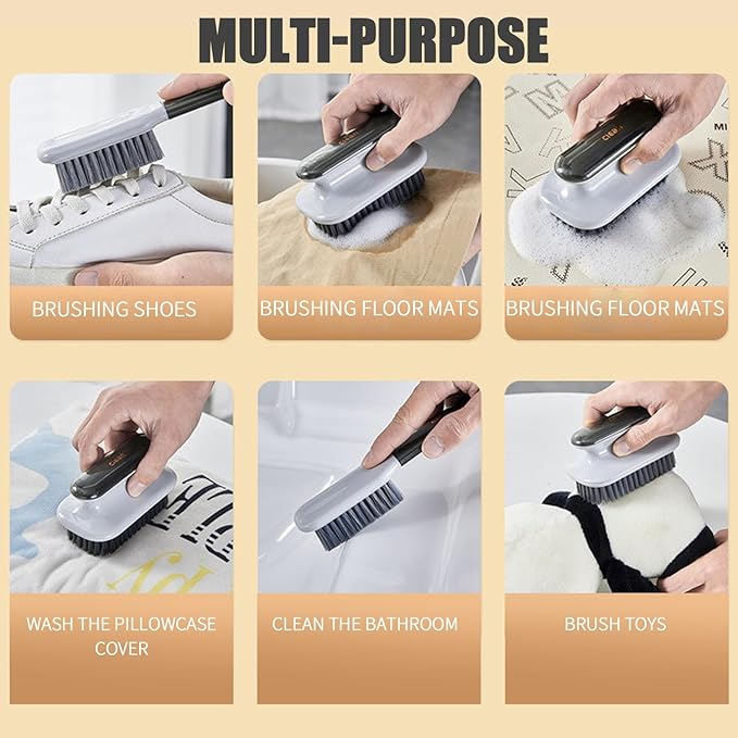 2 Pack Shoe Brush,Shower Cleaning Brush,Scrub BrushComfort Grip,Ideal for Cleaning Bathroom, Shower, Kitchen Bristle Brush (Grey Shoes Brush)