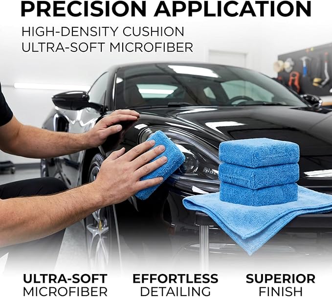 Sukh 6 Pack Microfiber Rectangle Sponge Detailing Pads - Microfiber Wax Foam Applicator Pads for Car Wax Applicator Pad 4.72x3.15 inch Blue