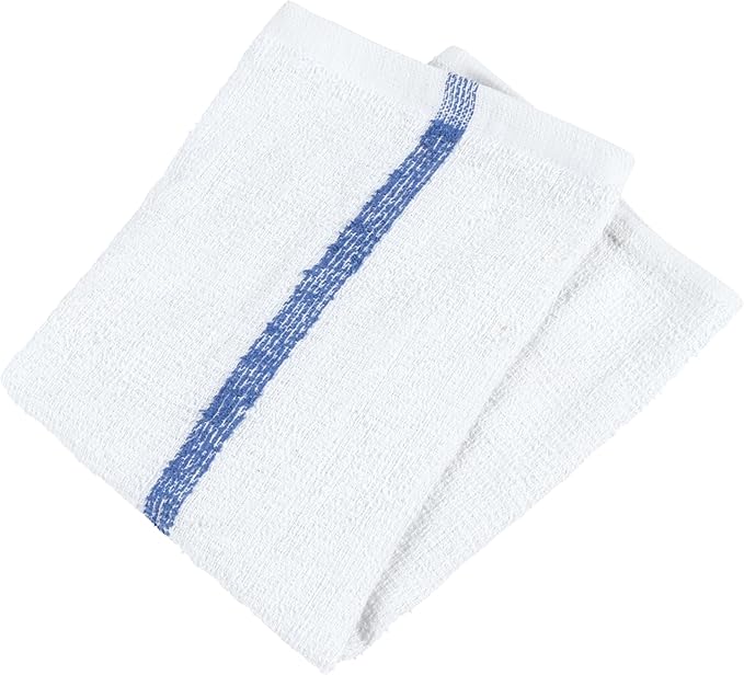 Arkwright Qwick Wick Bar Mop Towels Bulk - (Pallet of 4200) 100% Cotton Quick Dry, Super Absorbent Multipurpose Cleaning Rags for Restaurants, Kitchen, Bathroom, Hotel, 16 x 19 in, Blue Stripe