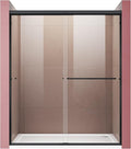 ELEGANT Shower Door 48" W x 72" H, Semi-Frameless Bypass Sliding Shower Doors, 1/4" Clear Glass, Black Finish