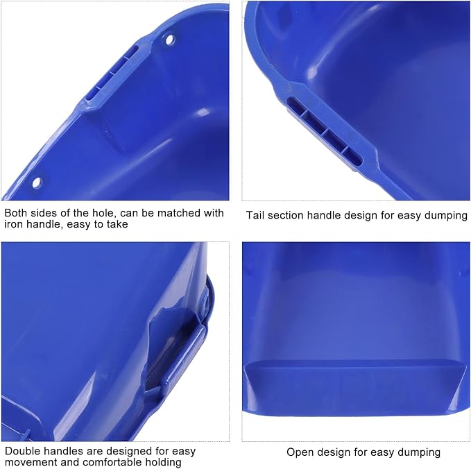 Plastic Dust Pan Heavy Duty Dustpan Large Capacity Dustpan Double Handle Wear Dust Pan for Drying (Blue)