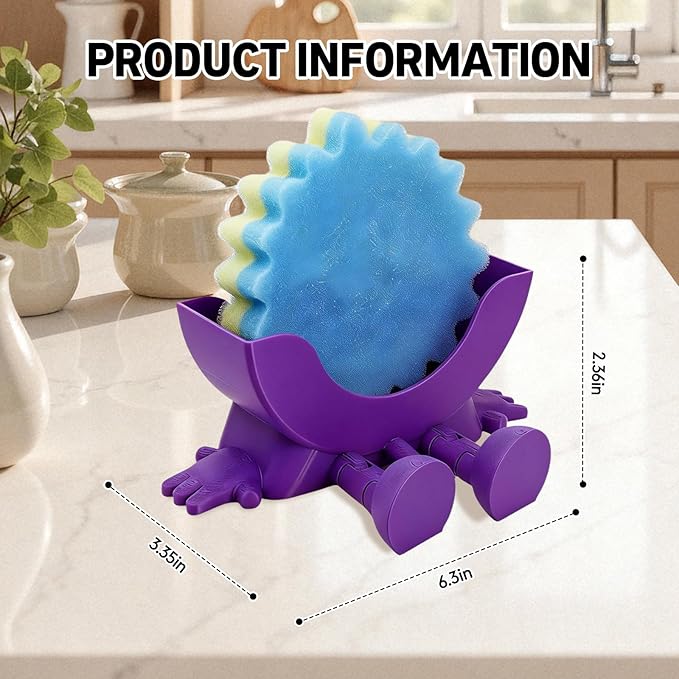 Cute Hanging Sponge Holder with Drainage, Peeing Scrub Sponge Holder, Ponge Holder for Kitchen Sink, Funny Sponge Stand for Kitchen Sink, 3D Printing Countertop Sponge Holders (Red)