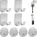 Diesisa Razor Holder for Shower + Adhesive Wall Hooks, Premium 304 Stainless Steel Shower Razor Holder with Heavy Duty Waterproof Sticky Hooks for Hanging Towels, Coat, hat (4+4 Pack)