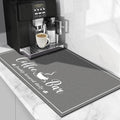 Absorbent Coffee Mat, Fashion Dish Drying Mat for Kitchen Counter Coffee Bar Accessories Espresso Machine Dish Rack 12" x 20" Dark Grey