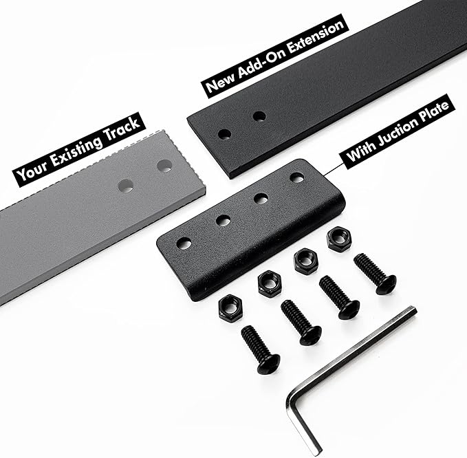 Homacer Sliding Barn Door Hardware Black Rustic 10ft (5ft Track*2+Junction Plate*1) Track with Mouning Hardware + One Junction Plate for Connect with You Original Track You Had