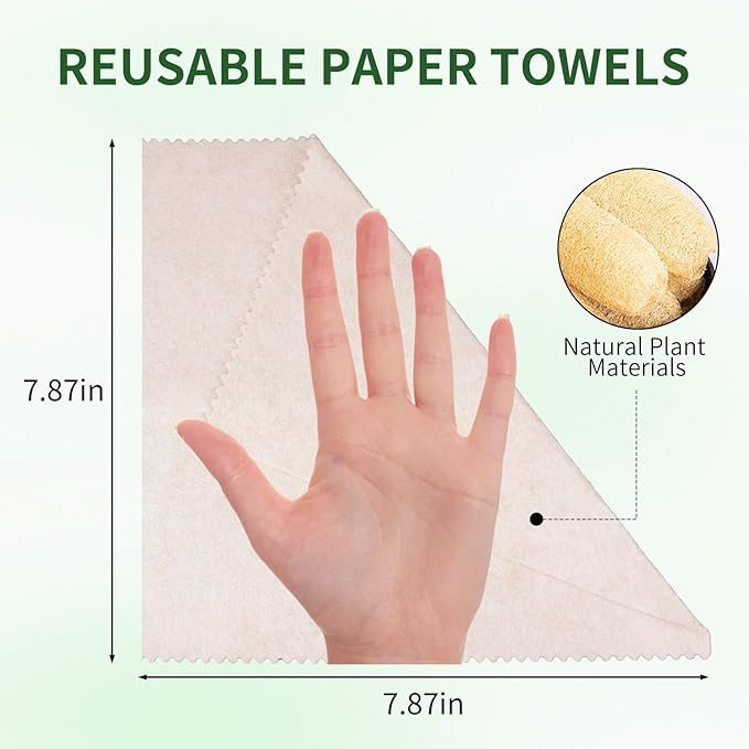 20 Pack Reusable Kitchen Rags for Counter, Made of Degradable and Compostable Loofah Fiber, 7.87"*7.87" Soft and Odor-Free, no Deformation, no Shrinkage After Drying