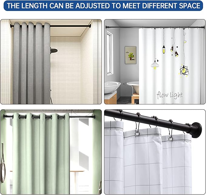 BRIOFOX Industrial Shower Curtain Rod - Rustproof Non-Slip 43-72 Inch Stainless Steel Tension Curtain Rod for Window or Bathroom, Bronze