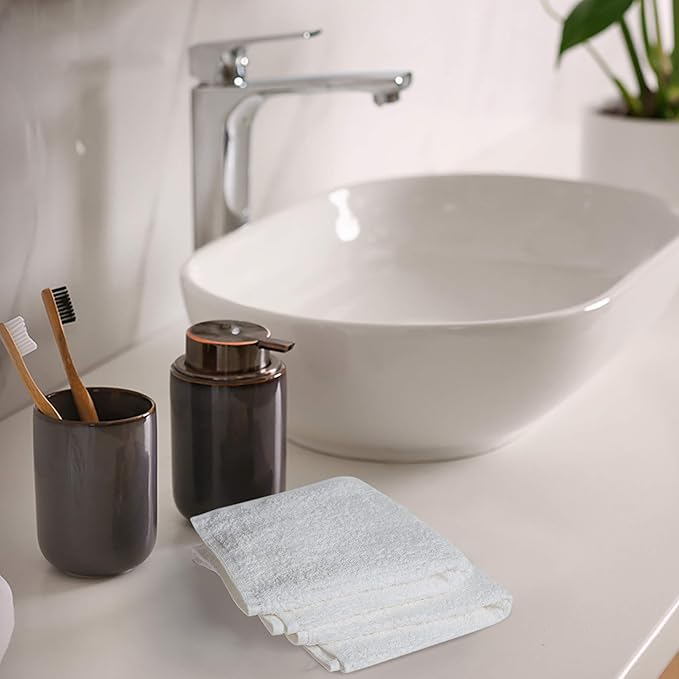 Softolle 100% Cotton Washcloths 24 Pack (12x12 Inches) Soft, Highly Absorbent Washcloth, Face Towels, Wash Cloths for Face, Ring Spun, Bulk Pack (Black/White)