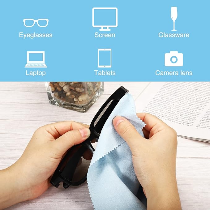 PATIKIL Eyeglass Microfiber Cleaning Cloth 7"x6", 12 Pack Glasses Cleaning Cloth Soft Suede Wipe Screen Cloth for Camera Lens Eyeglasses Screens in Individual Vinyl Pouch, Grey