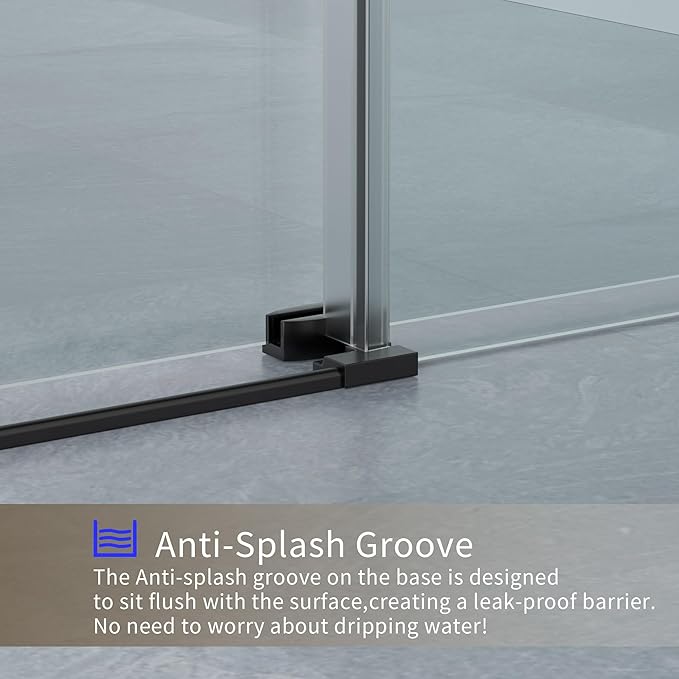 56-60" W x 76" H Frameless Shower Door,Sliding Shower Door with 5/16"(8mm) Clear SGCC Tempered Glass,Glass Shower Door w/Seal Strip Parts and Handle,Stainless Steel Hardware,Black