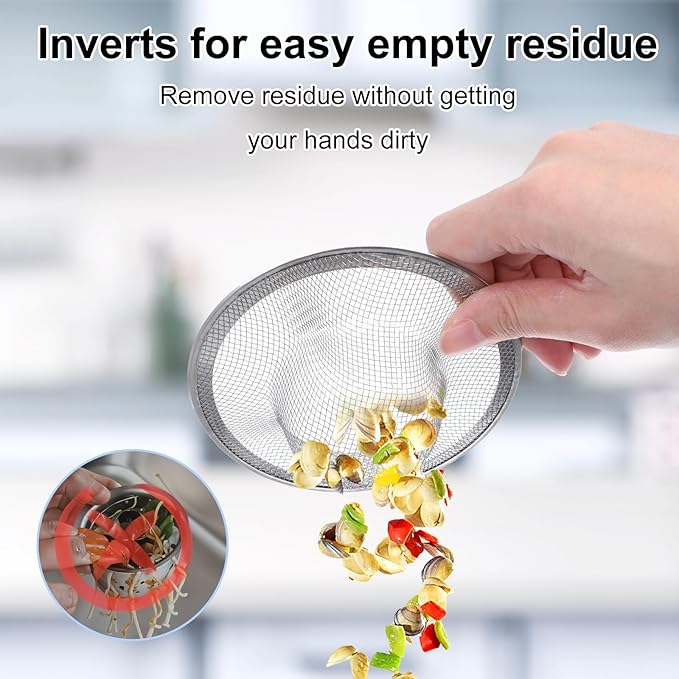 40pcs 4.5" Mesh Sink Strainer for Kitchen, Stainless Steel Mesh Sink Drain Strainer - Heavy Duty Slop Basket Filter Trap for Kitchen Sinks, Bathroom, Shower, Floor Drains