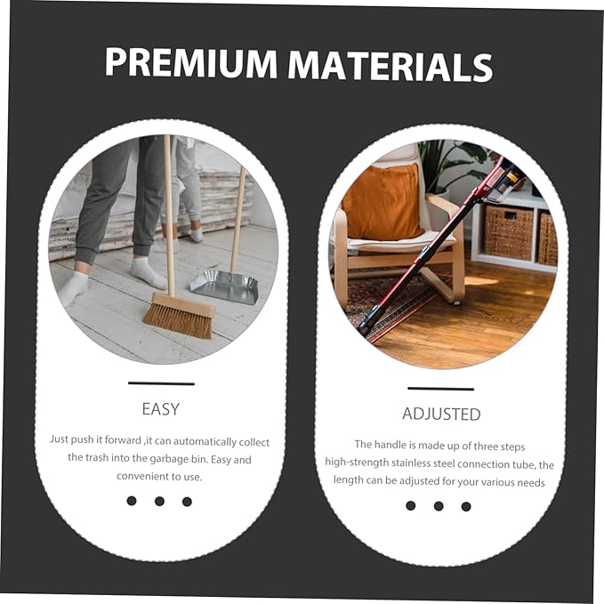 Multi-Function 3-in-1 Hand Push Sweeper Broom Dustpan Trash Bin Adjustable Handle 360 Rotating Floor Cleaning Mop for Hard Floors