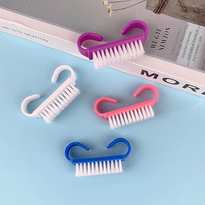 Handle Grip Nail Brushes, 4 Pack Travel Size Nail Brush for Cleaning Fingernails, Colorful Hand Scrub Cleaning Brushes