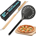 Urban Whisk 26" Pizza Oven Brush with Scraper & Pizza Peel – Brass Bristle Pizza Brush for Oven Cleaning + Aluminum Pizza Peel, Extra-Long Heat-Safe Handle