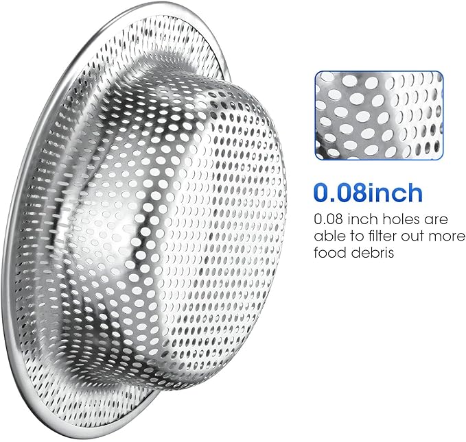 2 Pack 4.5" Kitchen Sink Strainer with Handle,Stainless Steel Sink Drain Strainer Basket, Kitchen Food Catcher for Sink Drain, Anti-Clog Design, Fast Flow, Dishwasher Safe.