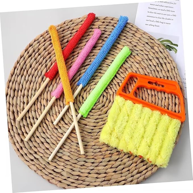 6Pcs Multiple Colors Small Dusters for Cleaning, Microfiber Detail Duster Sticks Crevice Cleaning Tool for Car Vent/Fan/Blind/Window Dusting
