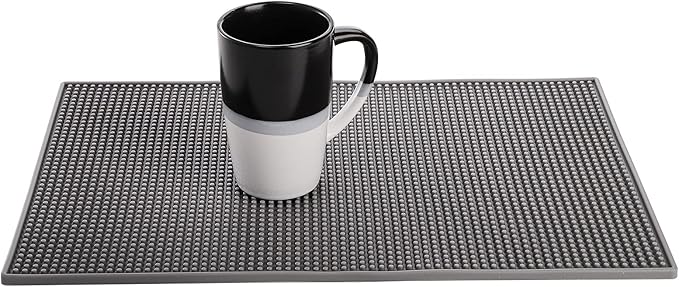 Tebery 3 Pack Rubber Bar Mat 18 x 12, Thick Durable and Stylish Bar Service Spill Mat. Non Slip, Non-Toxic, Grey Service Mat for Coffee, Bars, Restaurants Counter Top