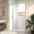 Pivot Glass Shower Door, 44–48" W x 71" H, 1/4"(6mm) Clear SGCC Tempered Glass, Brushed Gold Finish, Magnetic Closure, Reversible Installation