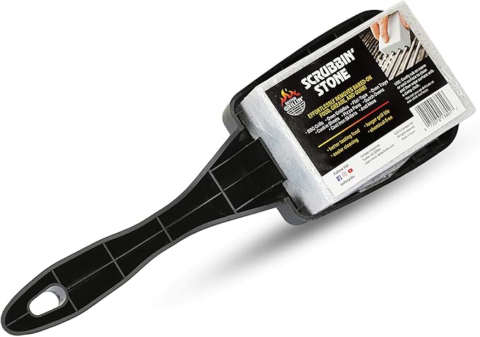 Better Grillin Scrubbin Stone Grill Cleaner Handle-Protect Hands & Nails When Scouring Grill/Griddle with Scrubbin Stone