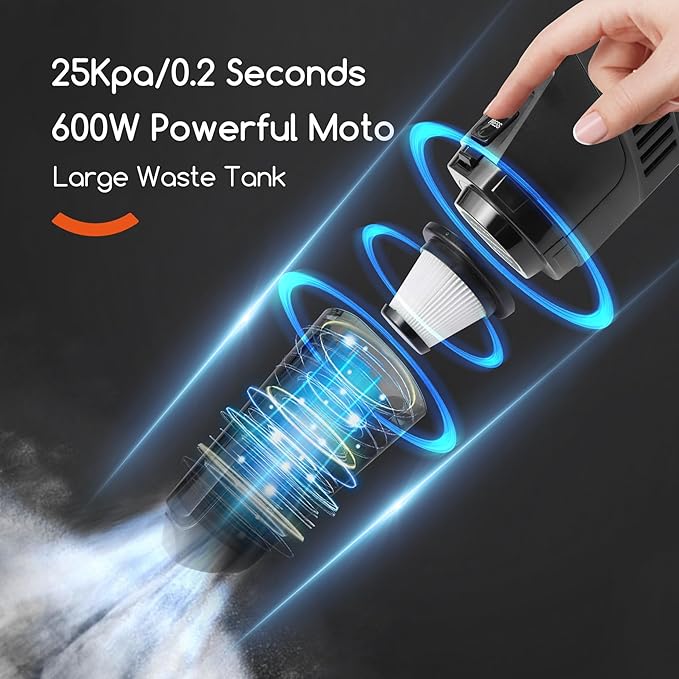 Lightweight Vacuum Cleaners for Home, Unique Vacuum and Mop Combo - 3 Dust Filters/Microfiber Pads, Corded Stick Vacuums & Electric Brooms - 600W 25Kpa Suction for Kitchen, Bedroom, Living Room