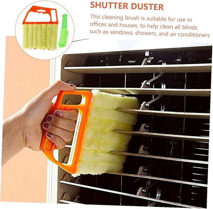 CLISPEED 2pcs Handheld Blinds Cleaning Brush Window Shutter Cleaner Brush for Air Conditioner Vents with 3-Tooth and 7-Tooth Design for Home Window Cleaning
